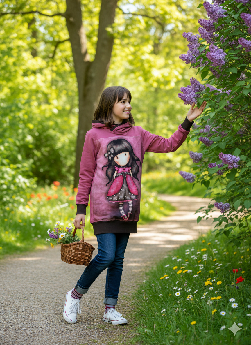 Dívčí prodloužená mikina s kapucí