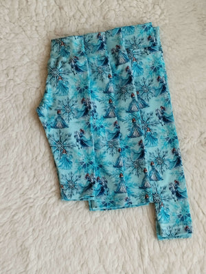 Dívčí legíny ledové princezny bavlněný úplet – pohodlné, pružné a originální legíny s motivem pro malé princezny. Ručně šité od Ivastyl