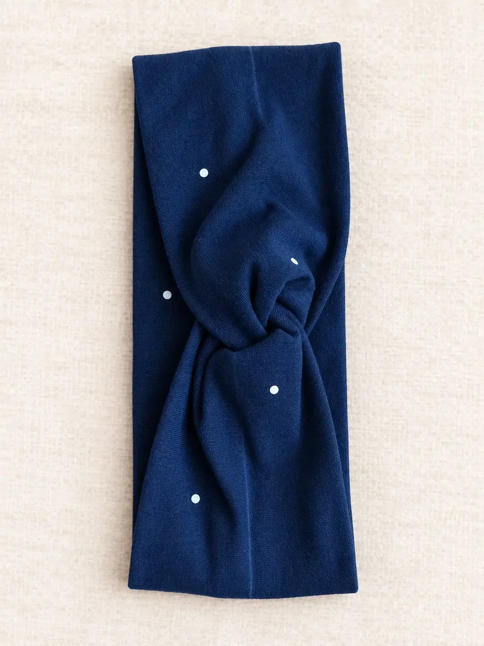 Čelenka turban – tmavě modrá s puntíky, obvod 50 cm